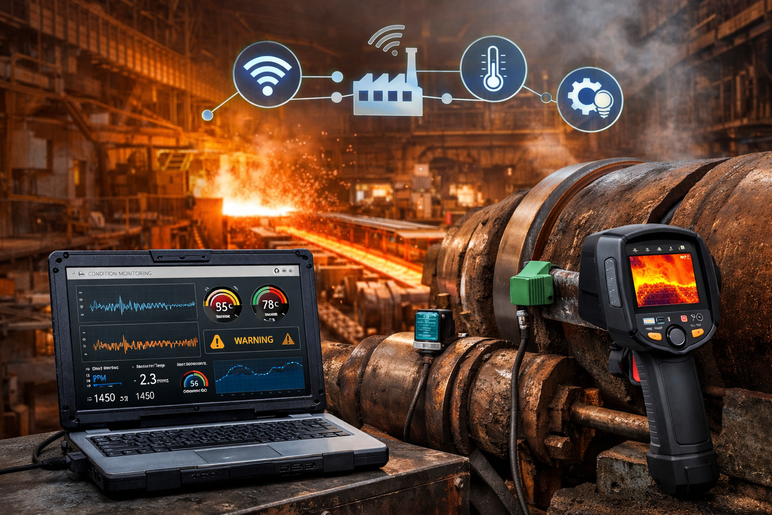 Steel Plant Digital Solutions for sensor-driven condition monitoring in steel mills
